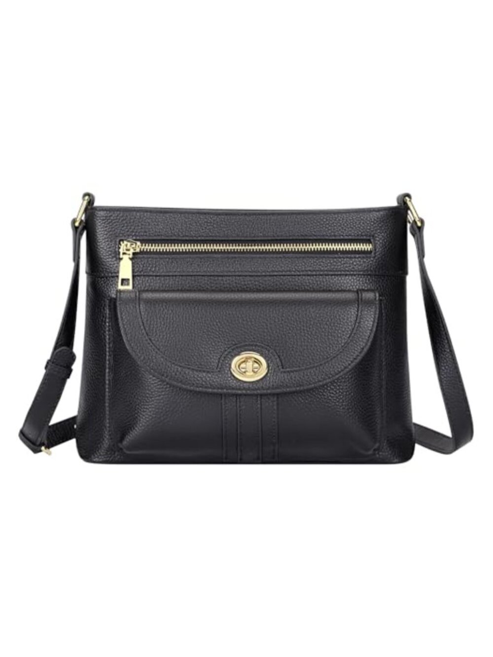 Genuine Leather Crossbody Bag Pebbled Leather Messenger Purse Multi Pocket